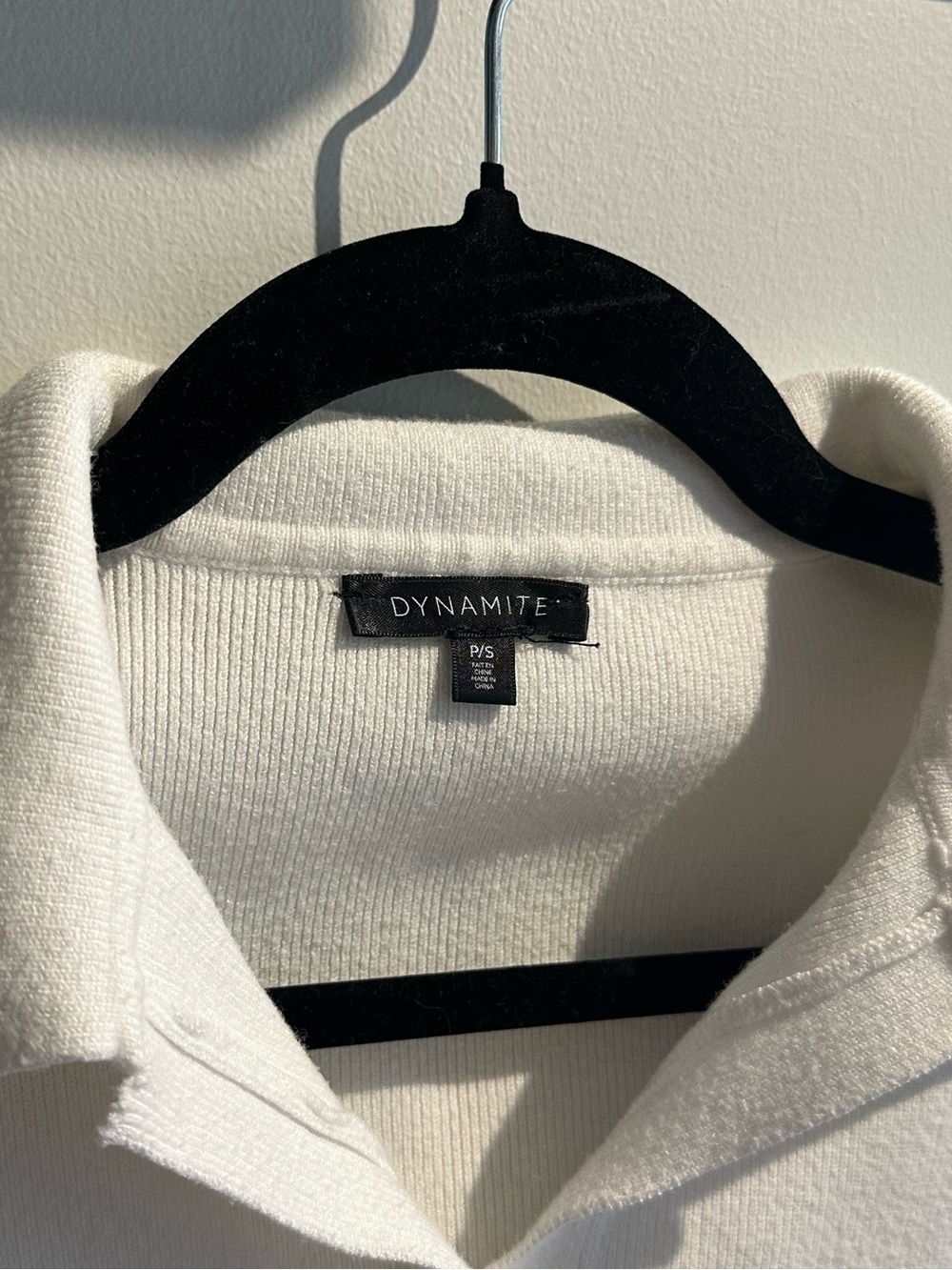 Dynamite White Ribbed Collared Sweater - Picture 3 of 4
